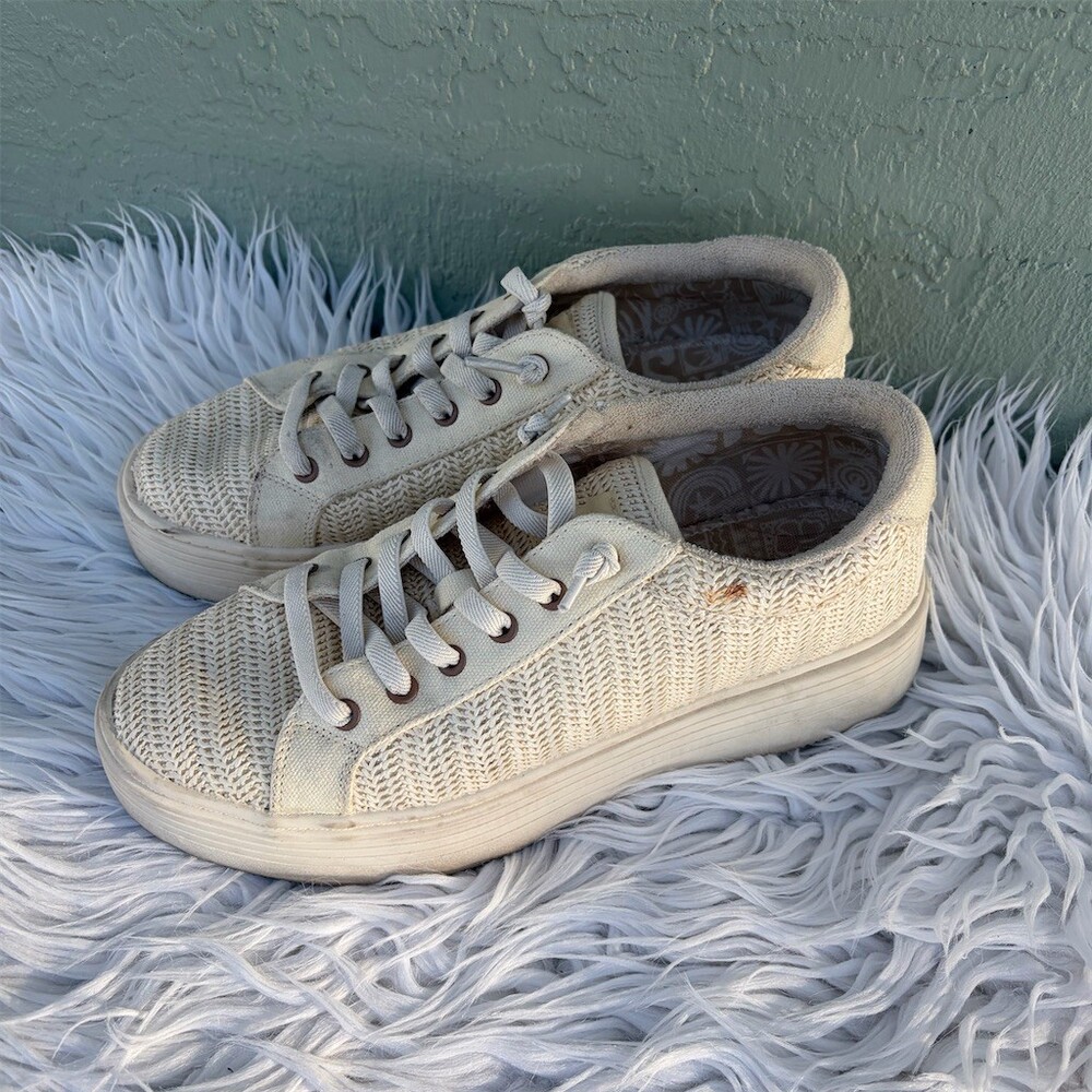Roxy Platform Lace-Up Sneakers Womens Size 9 Ivory Low Top Casual